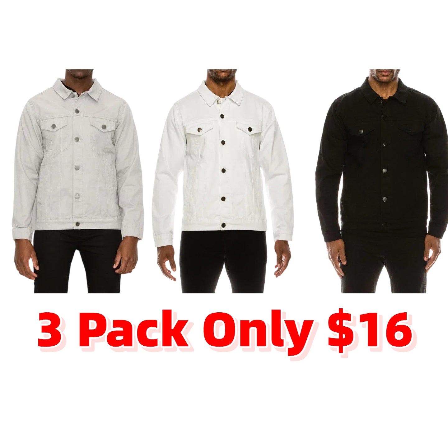 Essential Colored Denim Jacket - Classic Fit Long Sleeve Buttoned Pockets 100% Cotton Menswear Tops
