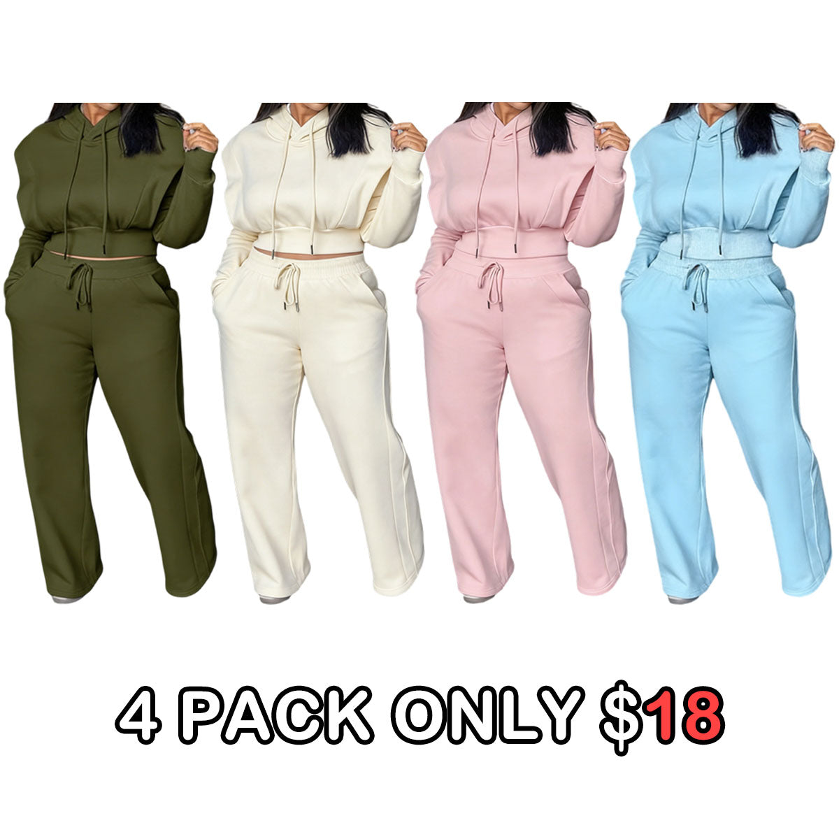 Long Sleeve Sweatshirt and Casual Wide Leg Sweatpants Set