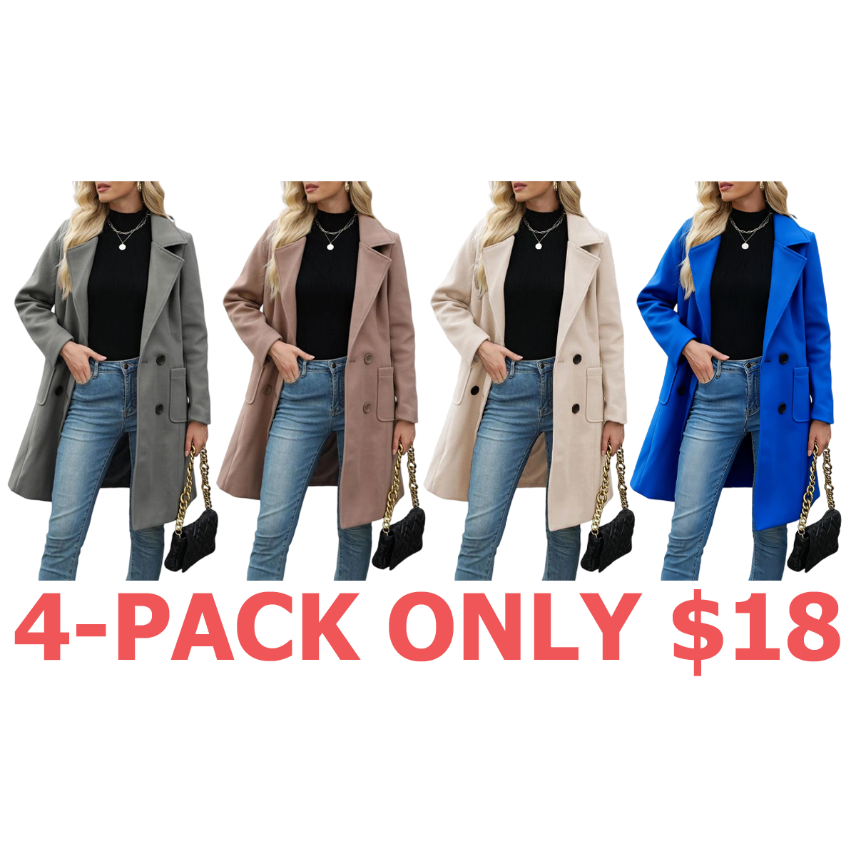 Women's Winter Wool Blend Camel Mid-Long Coat