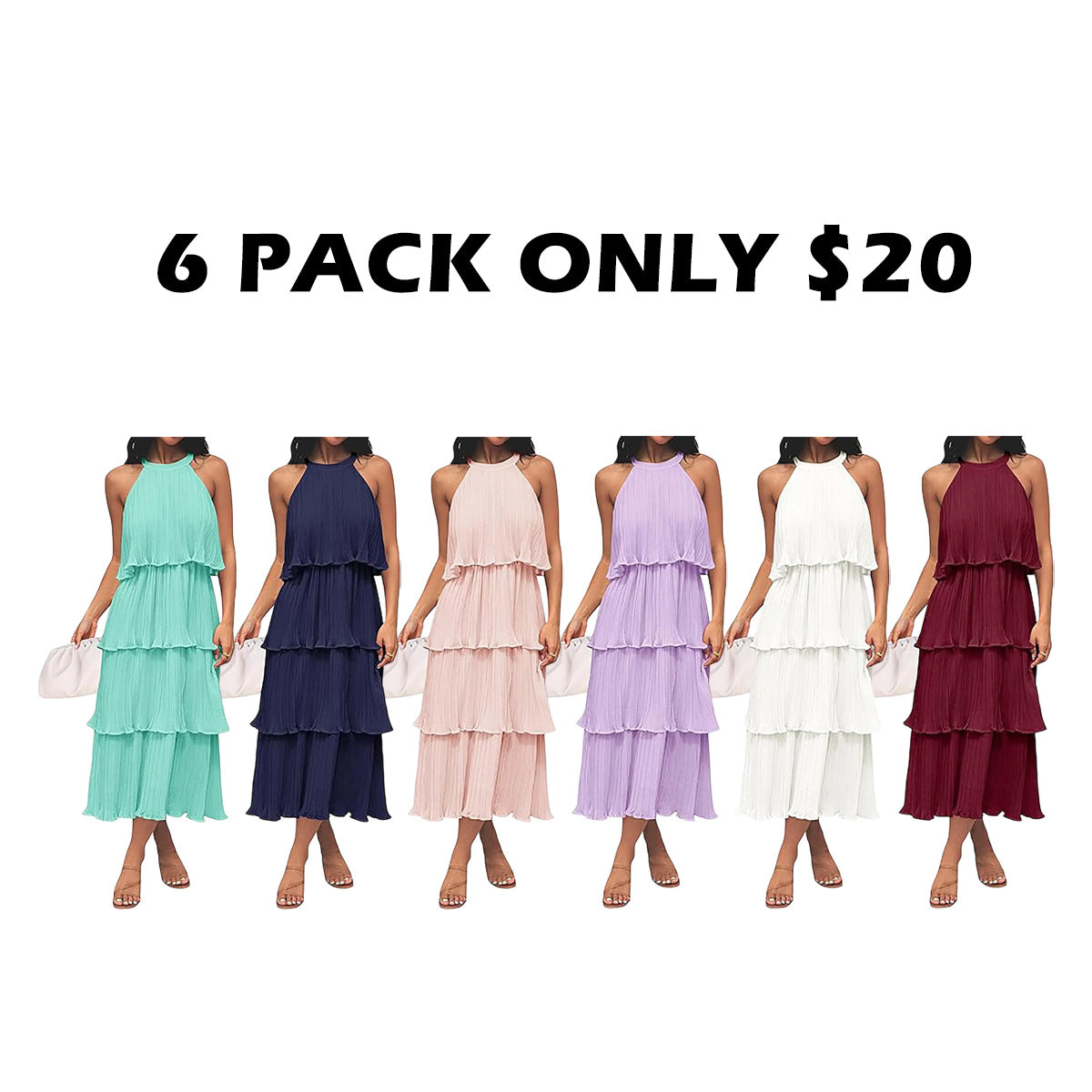 Women's 2026 Summer Sleeveless Chiffon Flowy Midi Dress