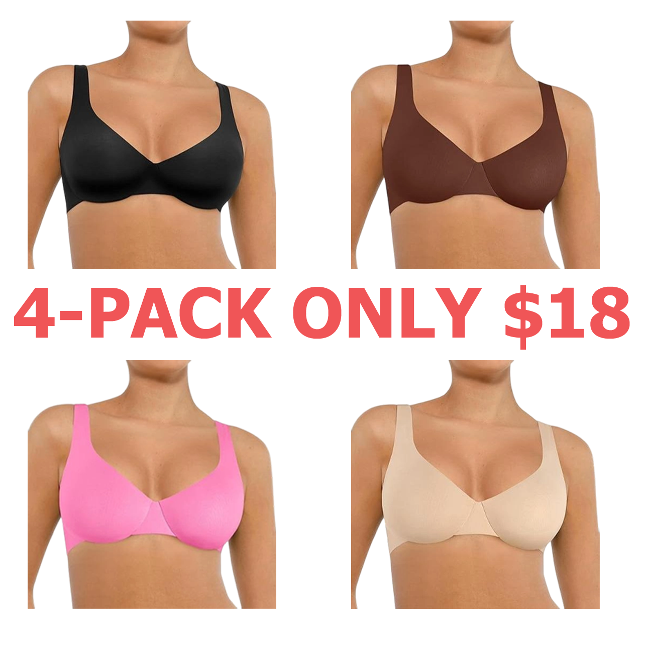 Bras for Women Comfort Underwire Balconette Bras Plus Size Full Coverage No Padded Seamless Everyday Bras Womenswear Comfortable