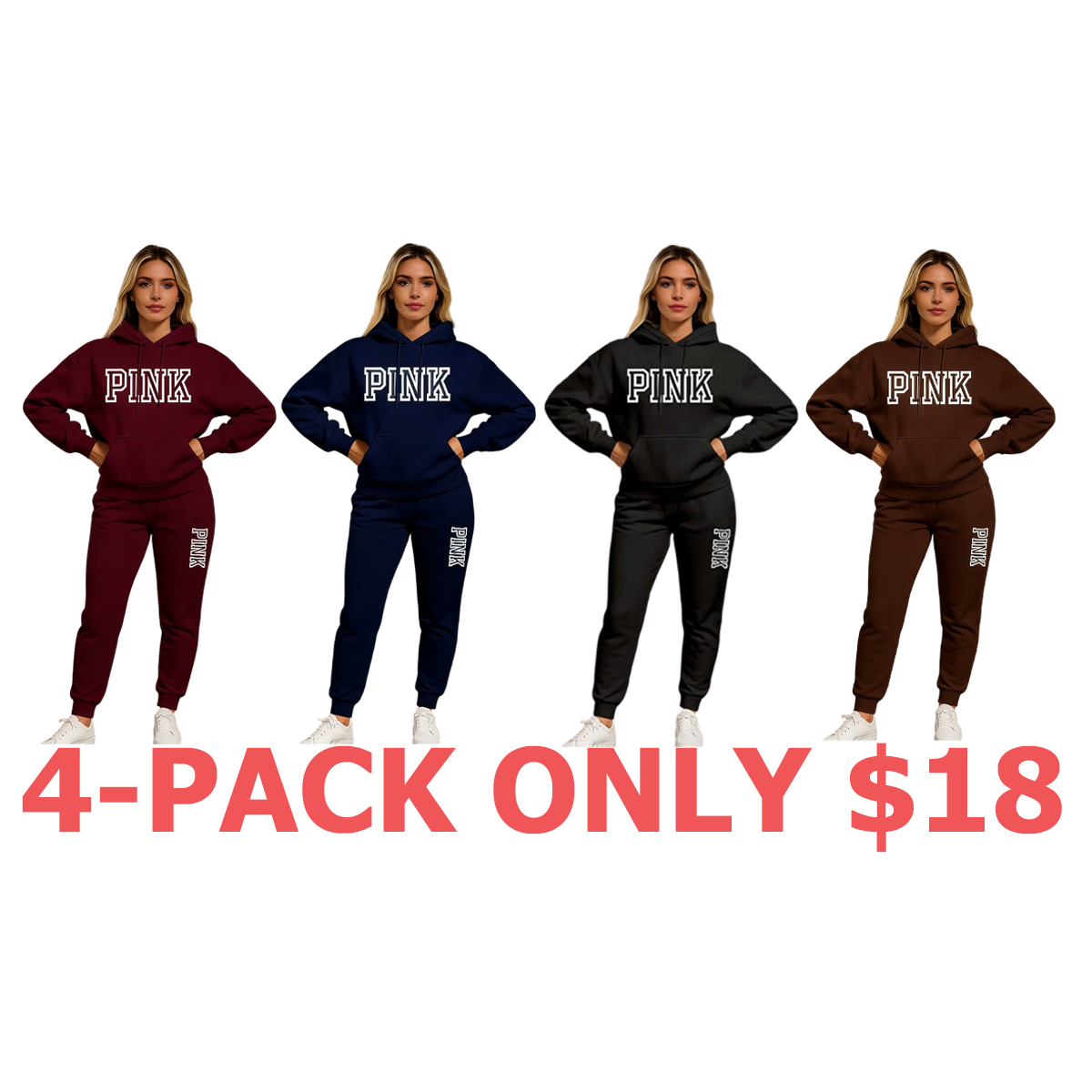 Women's Pink Print Hoodie And Drawstring Track Pants Set, Casual Sportswear, Long-Sleeved Hooded Jacket And Pants, Suitable For Autumn And Winter, Everyday Wear, Indoor And Outdoor Sportswear, Casual Sportswear.