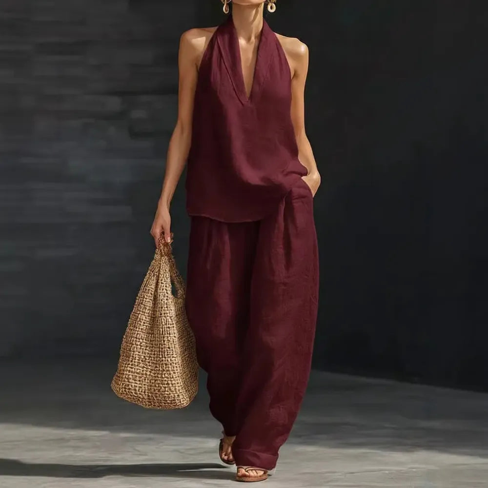 Boho Linen Two Piece Set - Perfect for Beach