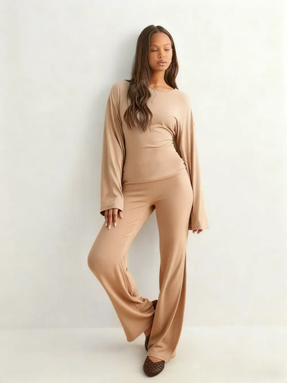 Women's Fall New Round Neck Flare Long Sleeve Top