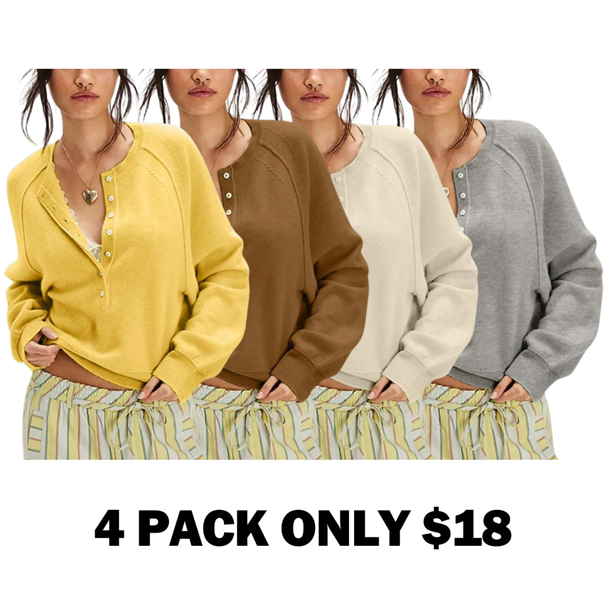Women's Long Sleeve Knitting Sweater Tops