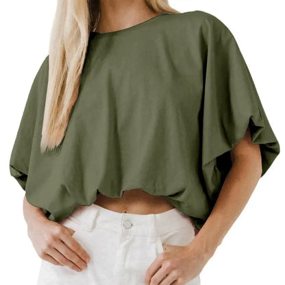 Women's Summer Crewneck Crop Tops