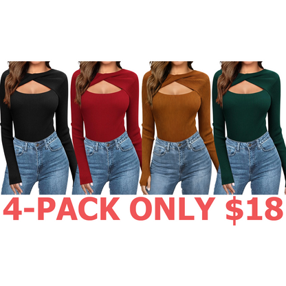 Women's Pullover Sweaters Long Sleeve Cutout Knit