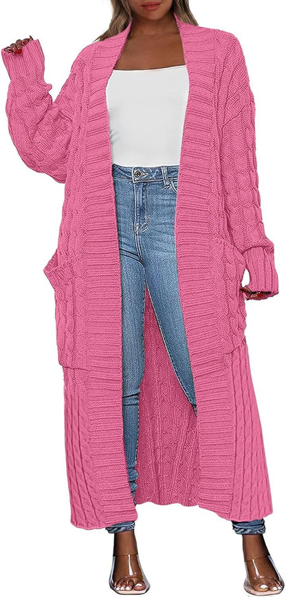 Women's Long Cardigan 2024 Oversized Coat Long Sleeve Open Cardigan Knitted Extra Long Coat Autumn Fashion Jacket Clothes