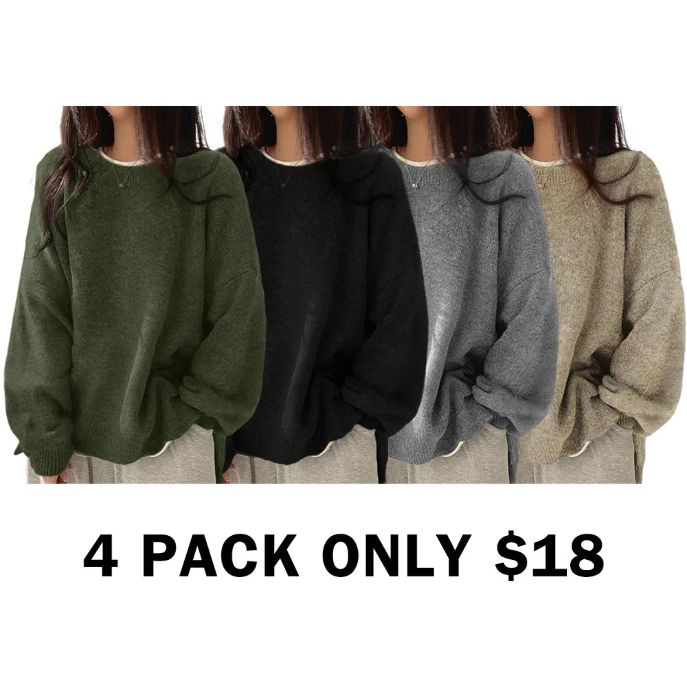 Drop Shoulder Split Hem Sweater