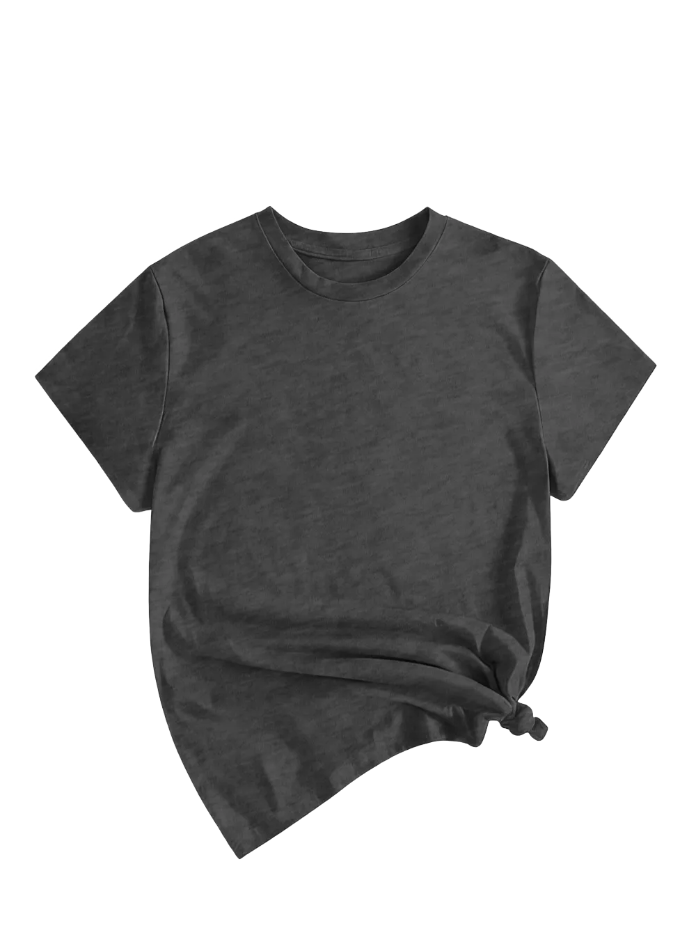 Women's Solid Round Neck Tee, Casual Short Sleeve Crew Neck T-Shirt for Summer