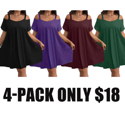 Plus Size Midi Dress Round Neck Short Sleeve