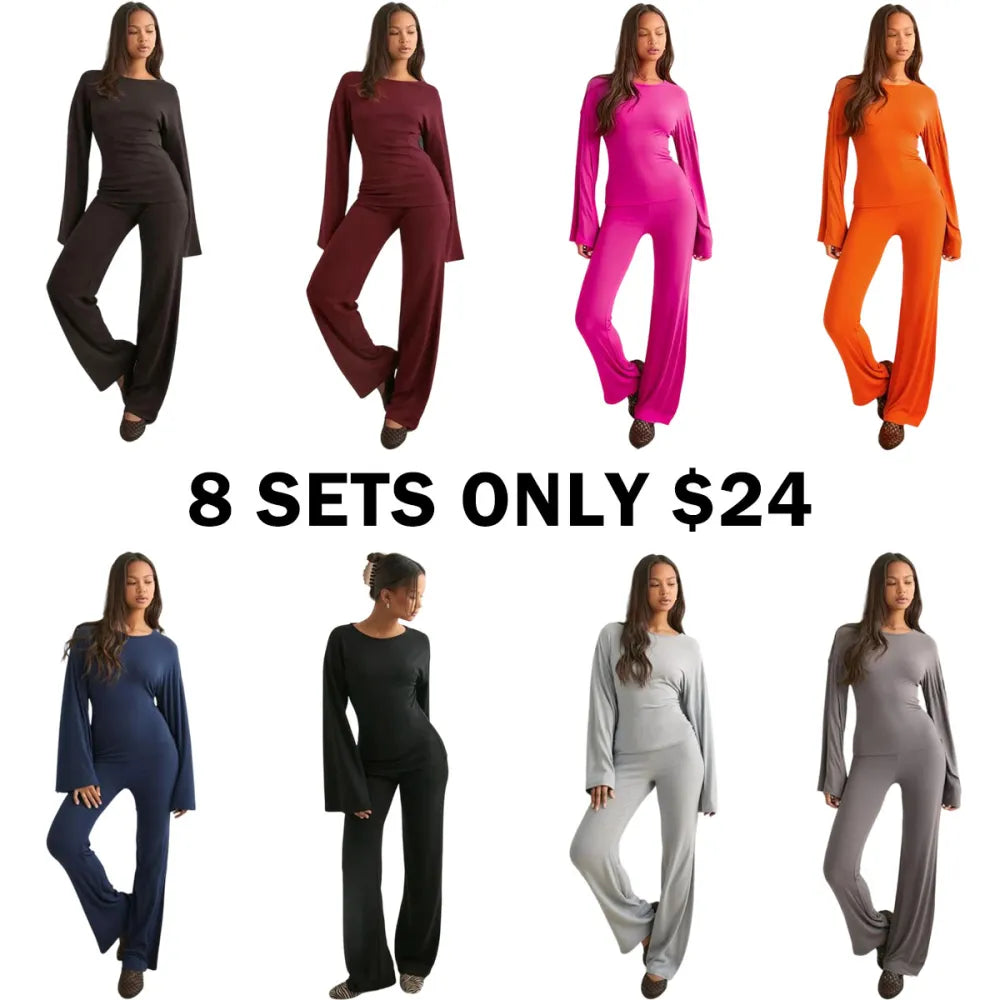 Long Sleeve Top & Straight Leg Pants Set