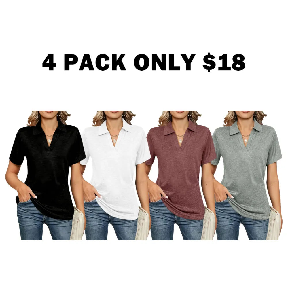 Women's Solid Color Basic Polo Shirt