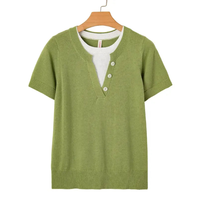 Women's Wool-Blend Casual Short Sleeve Knitwear