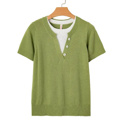 Women's Wool-Blend Casual Short Sleeve Knitwear