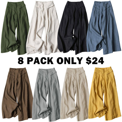 Women's Cotton Linen Culottes Pants