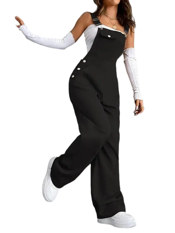 Women's Plain Pocket Overalls, Casual Comfy Overalls for Daily Wear, Ladies Clothes for All Seasons, Womenswear