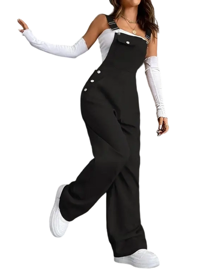 Women's Plain Pocket Overalls, Casual Comfy Overalls for Daily Wear, Ladies Clothes for All Seasons, Womenswear