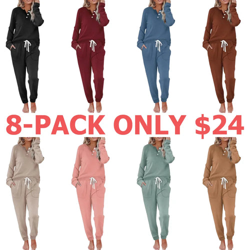 Two Piece Outfits for Women Lounge Sets Button Down Sweatshirt Sweatpants Sweatsuits Set