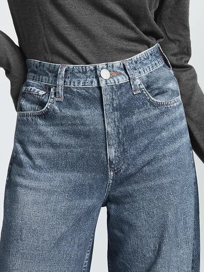 Women's Sweatpant Jeans Print Denim Sweatpants High Waisted Full-Length Wide Leg Pants Baggy Comfort Faux Jeans