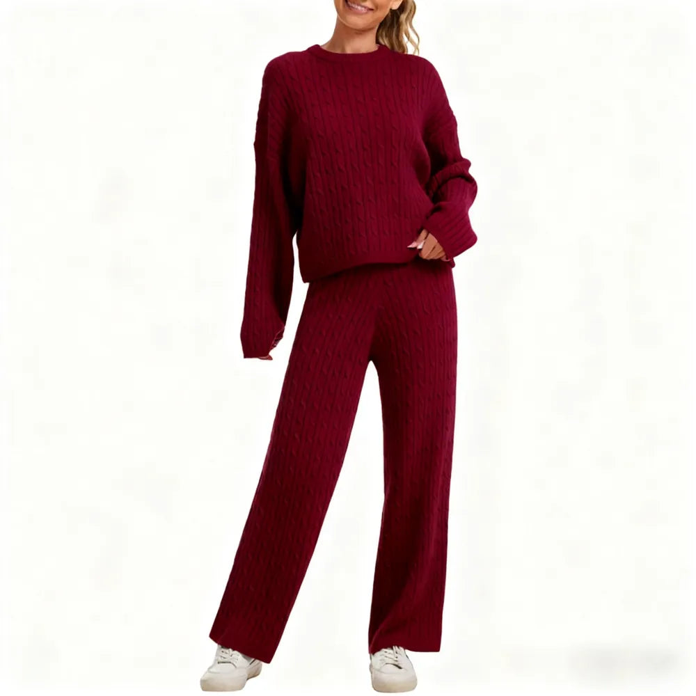 Women's Cable Knit Sweater Lounge Set