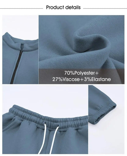 Women 2 Piece Outfits Sweatsuit Oversized Half Zip Pullover Long Sleeve Sweatshirt Jogger Pants Set with Pockets