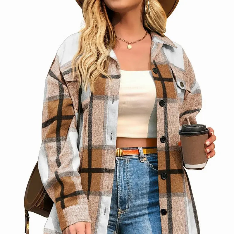 Women's Checkered Shirt Jacket