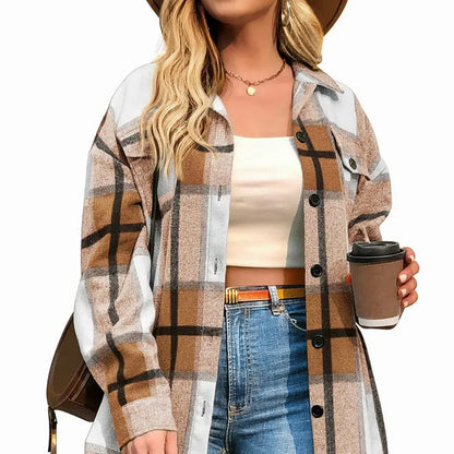 Women's Checkered Shirt Jacket