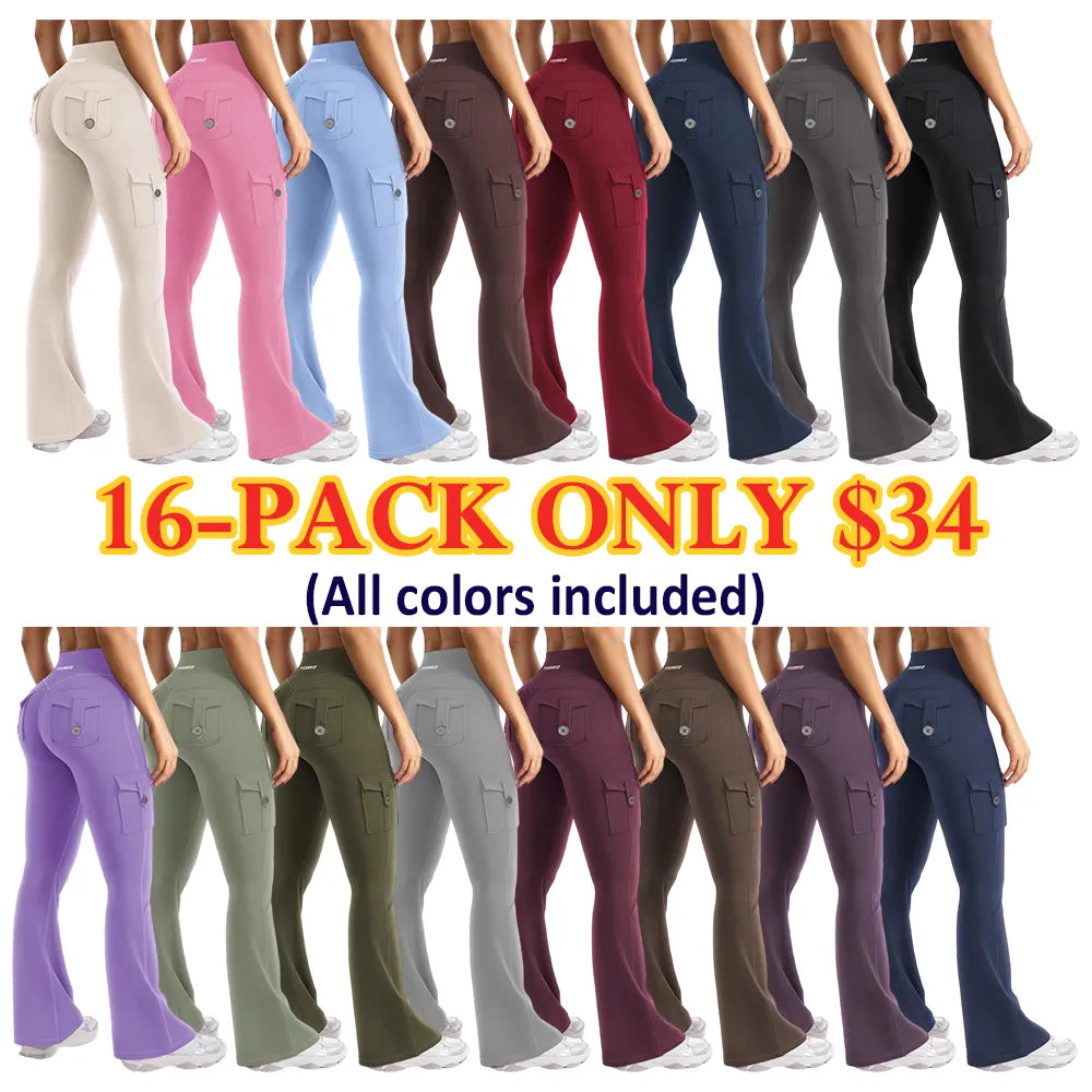 Women's athletic flare pants with hidden pockets