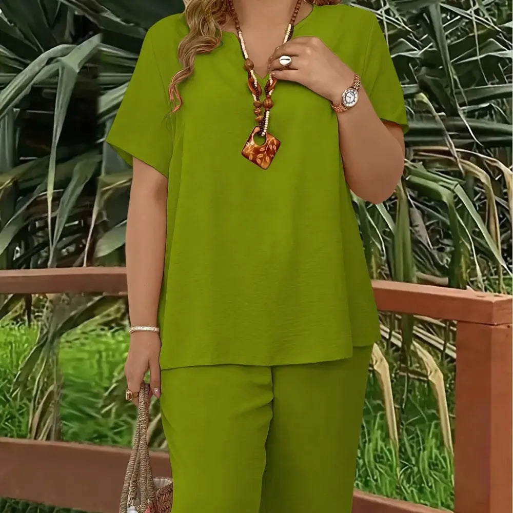 Women's Plus Size Elegant Wide Leg Pants Set