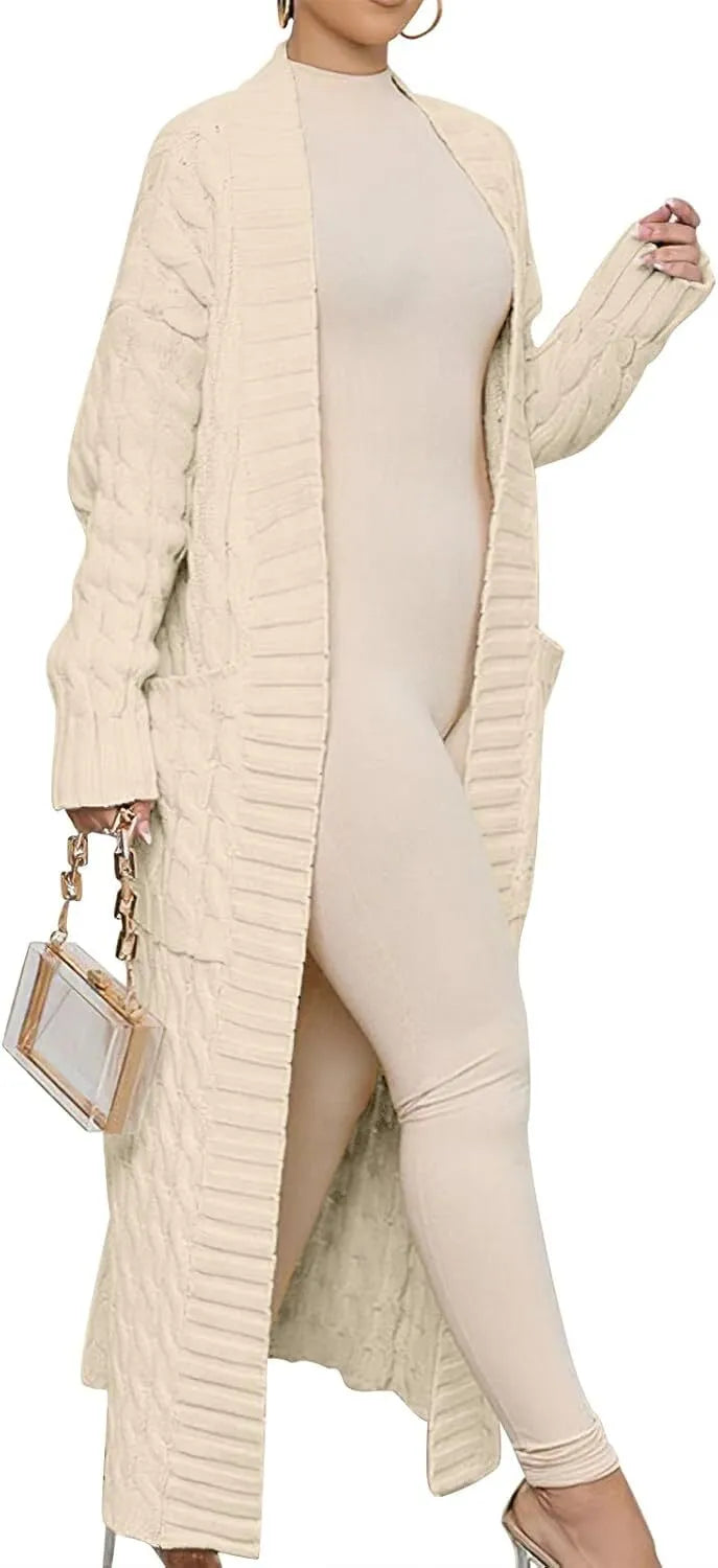 Women's Long Cardigan 2024 Oversized Coat Long Sleeve Open Cardigan Knitted Extra Long Coat Autumn Fashion Jacket Clothes