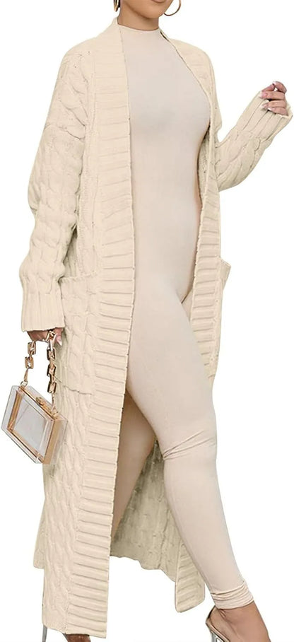 Women's Long Cardigan 2024 Oversized Coat Long Sleeve Open Cardigan Knitted Extra Long Coat Autumn Fashion Jacket Clothes