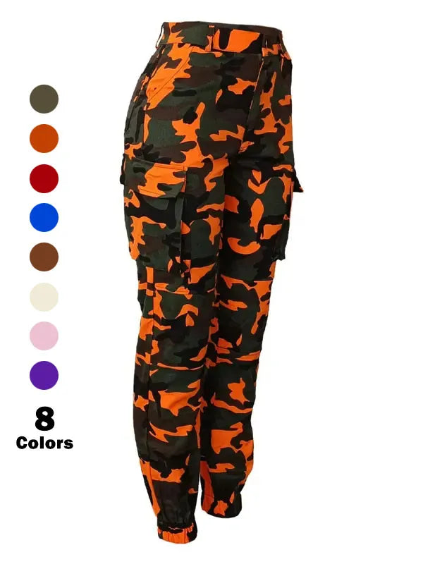 Women's Camo Print Button Fly Cargo Pants
