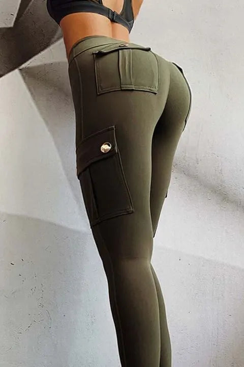 💕Solid Flap Pocket High Waist Sports Leggings