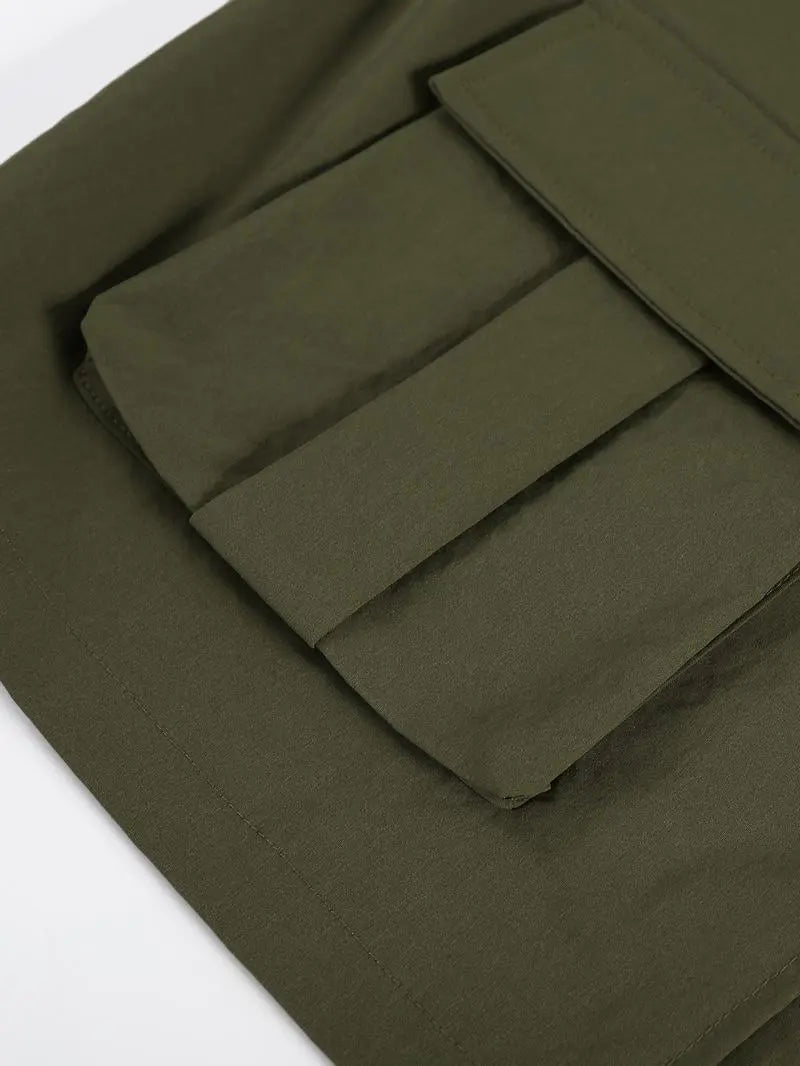 Men's Solid Color Pocket Button Front Shirt & Pants Two-Piece Set