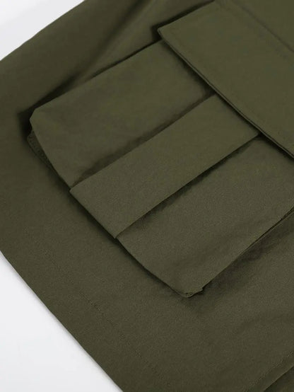 Men's Solid Color Pocket Button Front Shirt & Pants Two-Piece Set