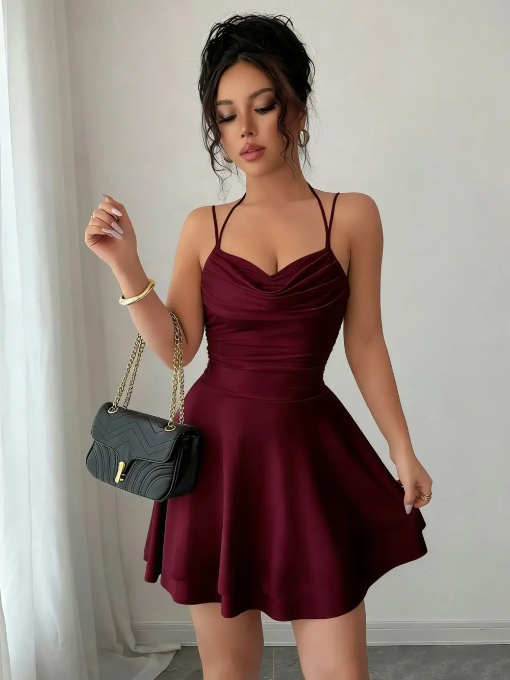French Style Sexy Slim-Fitting Ruched Dress
