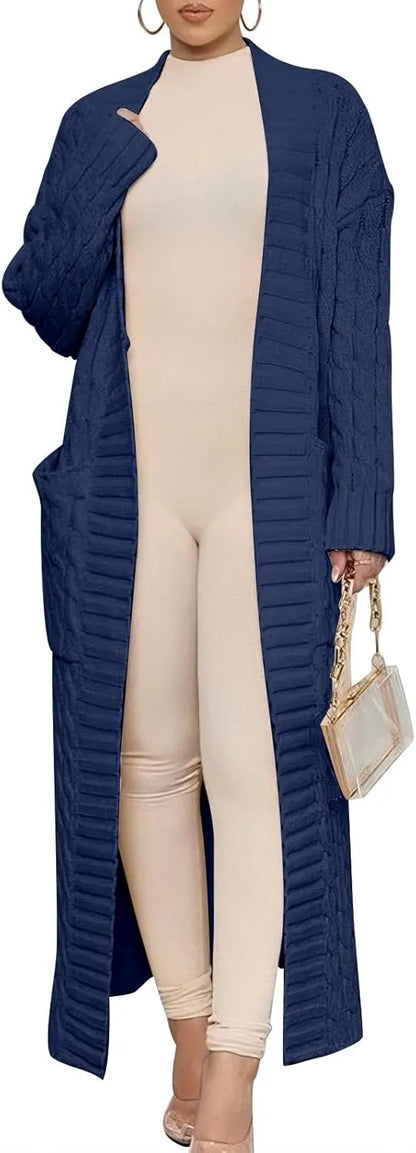 Women's Long Cardigan 2024 Oversized Coat Long Sleeve Open Cardigan Knitted Extra Long Coat Autumn Fashion Jacket Clothes