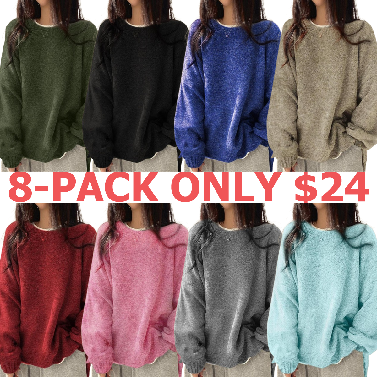 Women's Drop Shoulder Split Hem Sweater, Chic Casual Long Sleeve Round Neck Jumper