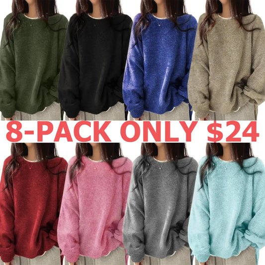 Women's Drop Shoulder Split Hem Sweater, Chic Casual Long Sleeve Round Neck Jumper