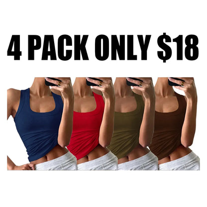 Women's Casual Slim-Fit Solid-Color Sleeveless Tank Top