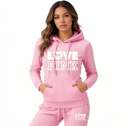 Two-piece set consisting of a letter-print sweatshirt and sweatpants.