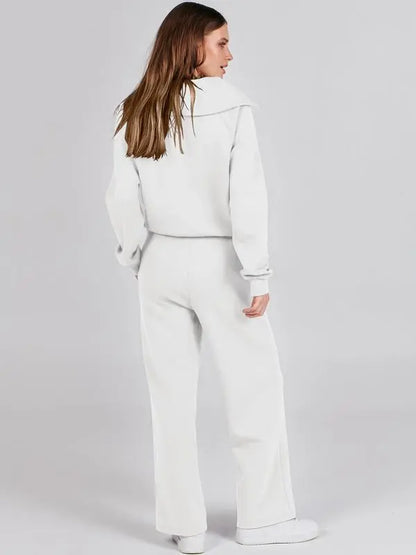 Women 2 Piece Outfits Sweatsuit Set 2025 Fall Oversized Half Zip Sweatshirt