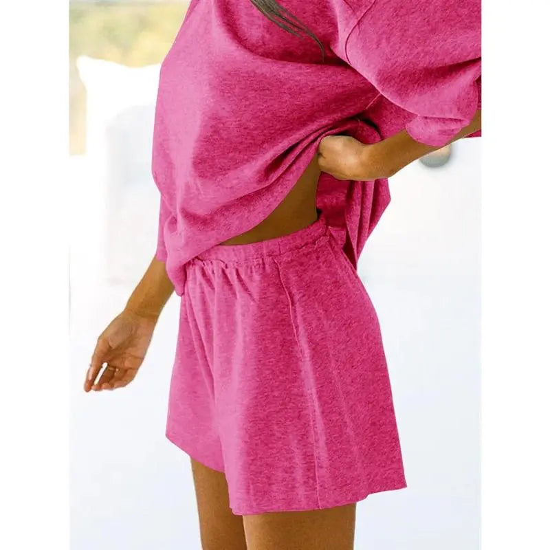 Womens 2 Piece Outfits 3/4 Sleeve Tops and Elastic Waist Shorts Lounge