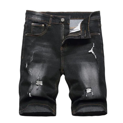 Men's Stretch Ripped Denim Cotton Comfort Shorts.