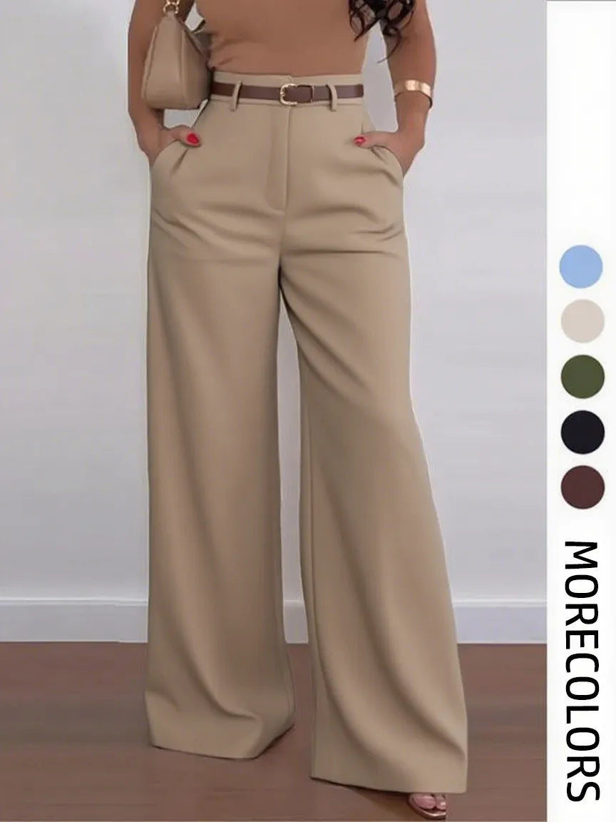 Women's Solid High Waist Wide Leg Pants