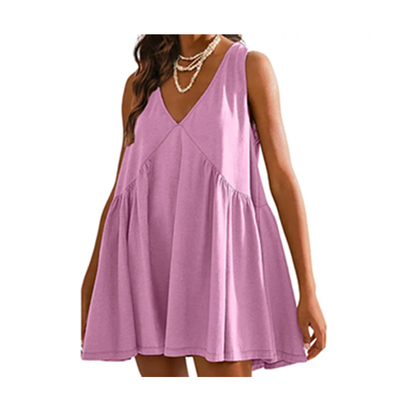 Special Sale❤️ Women's V-Neck Tank Sundress Summer Sleeveless A-Line Mini Dress Casual Loose Dresses with Pockets