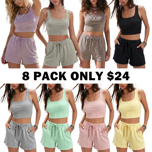 Women's 2-Piece Chic Fade Craft Casual Acid Wash Matching Set