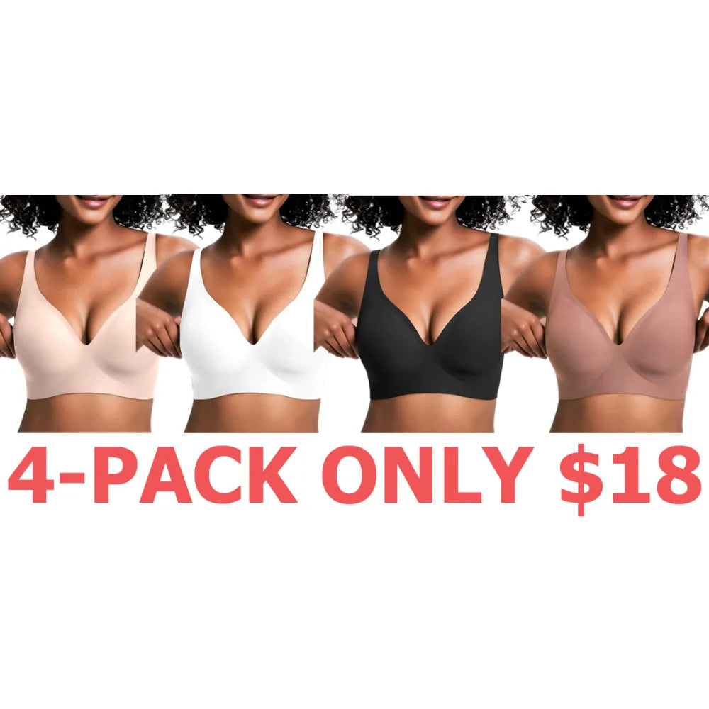 Womens Comfortable Wireless Bras Push Up Bralettes Seamless Tshirts Bras Deep V Everyday Bras
