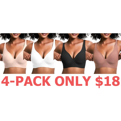 Womens Comfortable Wireless Bras Push Up Bralettes Seamless Tshirts Bras Deep V Everyday Bras